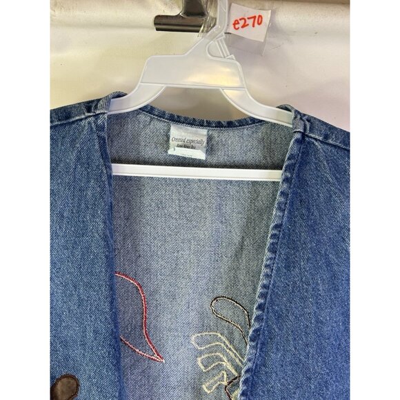 Vintage 90s One Size Golf Course Patchwork Denim Jean Vest Streetwear Whimsy - Picture 5 of 8